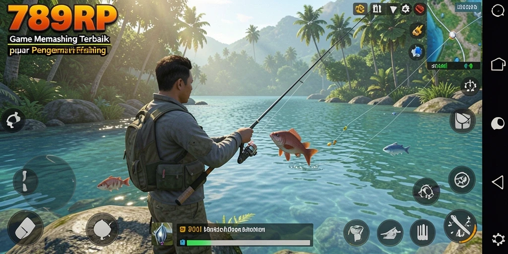 Tampilan gameplay seru saat memancing di 789RP dengan beragam ikan.