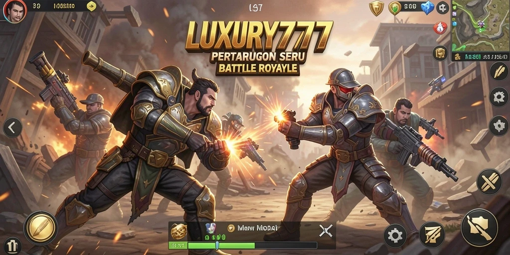 Tangkapan layar menampilkan aksi seru dalam game Battle Royale.