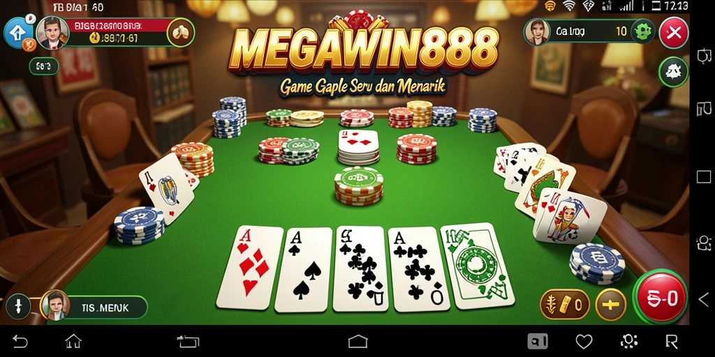 Screenshot utama MEGAWIN888 menampilkan permainan Gaple yang menarik.
