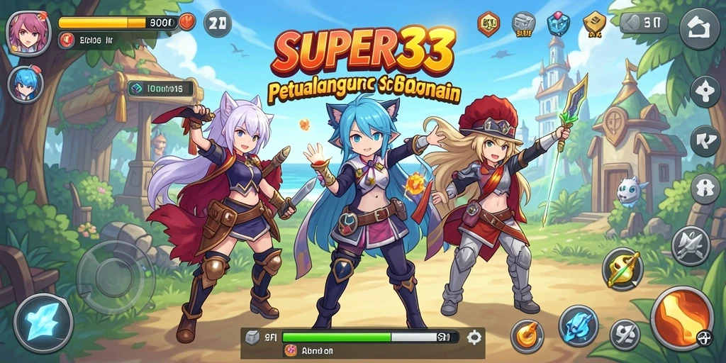 Gameplay SUPER33 yang memukau dengan karakter anime yang hidup.